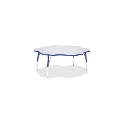 Berries Prism Six-Leaf Student Table - Gray, Laminated Top - Four Leg Base - 4 Legs - 1.13" Table Top Thickness x 60" Table Top Diameter - 31" Height - Assembly Required - Powder Coated