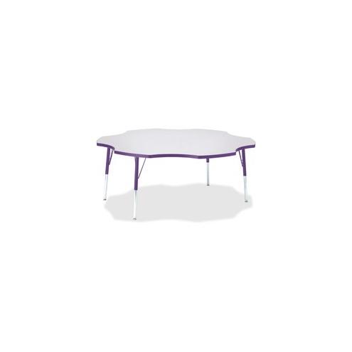 Berries Prism Six-Leaf Student Table - Laminated, Purple Top - Four Leg Base - 4 Legs - 1.13" Table Top Thickness x 60" Table Top Diameter - 31" Height - Assembly Required - Powder Coated