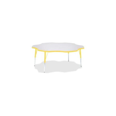 Berries Prism Six-Leaf Student Table - Laminated, Yellow Top - Four Leg Base - 4 Legs - 1.13" Table Top Thickness x 60" Table Top Diameter - 31" Height - Assembly Required - Powder Coated