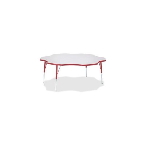 Berries Prism Six-Leaf Student Table - Laminated, Red Top - Four Leg Base - 4 Legs - 1.13" Table Top Thickness x 60" Table Top Diameter - 31" Height - Assembly Required - Powder Coated