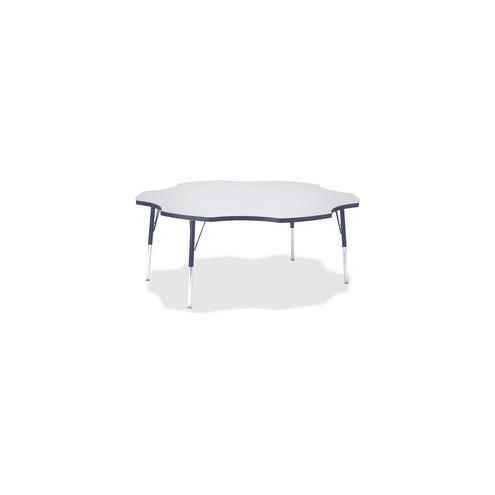 Berries Prism Six-Leaf Student Table - Laminated, Navy Top - Four Leg Base - 4 Legs - 1.13" Table Top Thickness x 60" Table Top Diameter - 31" Height - Assembly Required - Powder Coated