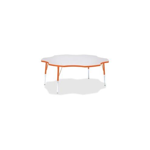 Berries Prism Six-Leaf Student Table - Laminated, Orange Top - Four Leg Base - 4 Legs - 1.13" Table Top Thickness x 60" Table Top Diameter - 31" Height - Assembly Required - Powder Coated - Steel
