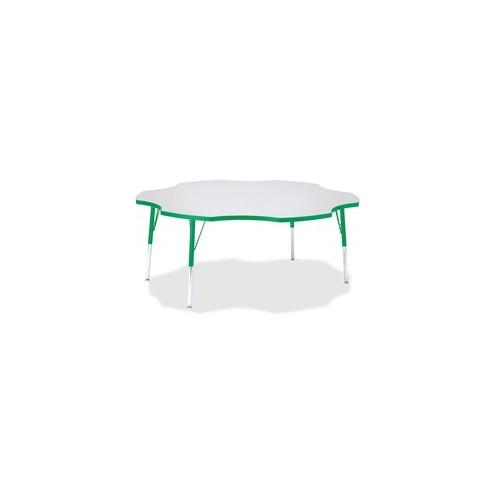 Berries Prism Six-Leaf Student Table - Green, Laminated Top - Four Leg Base - 4 Legs - 1.13" Table Top Thickness x 60" Table Top Diameter - 31" Height - Assembly Required - Powder Coated