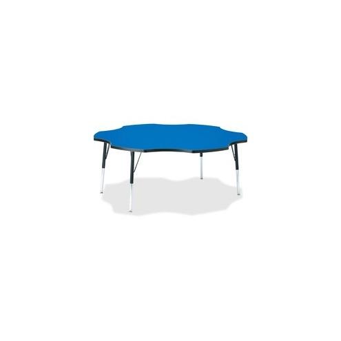 Berries Adult Black Edge Six-leaf Table - Blue, Laminated Top - Four Leg Base - 4 Legs - 1.13" Table Top Thickness x 60" Table Top Diameter - 31" Height - Assembly Required - Powder Coated
