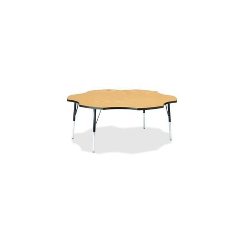 Berries Adult Black Edge Six-leaf Table - Black Oak, Laminated Top - Four Leg Base - 4 Legs - 1.13" Table Top Thickness x 60" Table Top Diameter - 31" Height - Assembly Required - Powder Coated