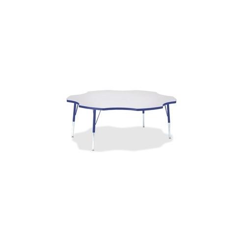 Berries Elementary Height Prism Six-Leaf Table - Blue, Laminated Top - Four Leg Base - 4 Legs - 1.13" Table Top Thickness x 60" Table Top Diameter - 24" Height - Assembly Required - Powder Coated