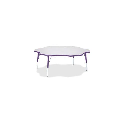 Berries Elementary Height Prism Six-Leaf Table - Laminated, Purple Top - Four Leg Base - 4 Legs - 1.13" Table Top Thickness x 60" Table Top Diameter - 24" Height - Assembly Required - Powder Coated