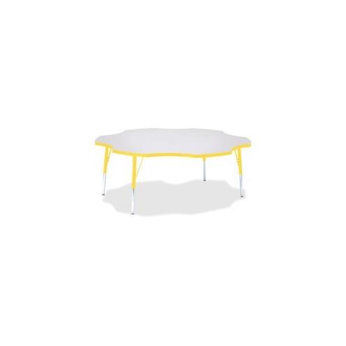 Berries Elementary Height Prism Six-Leaf Table - Laminated, Yellow Top - Four Leg Base - 4 Legs - 1.13" Table Top Thickness x 60" Table Top Diameter - 24" Height - Assembly Required - Powder Coated