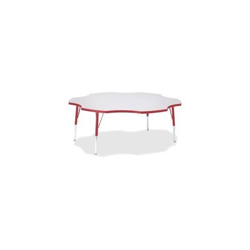Berries Elementary Height Prism Six-Leaf Table - Laminated, Red Top - Four Leg Base - 4 Legs - 1.13" Table Top Thickness x 60" Table Top Diameter - 24" Height - Assembly Required - Powder Coated