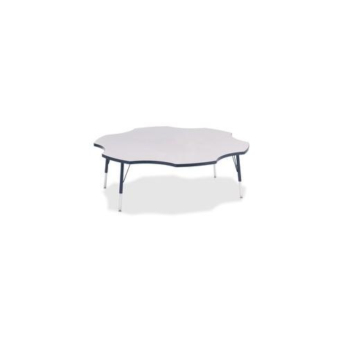 Berries Elementary Height Prism Six-Leaf Table - Laminated, Navy Top - Four Leg Base - 4 Legs - 1.13" Table Top Thickness x 60" Table Top Diameter - 24" Height - Assembly Required - Powder Coated