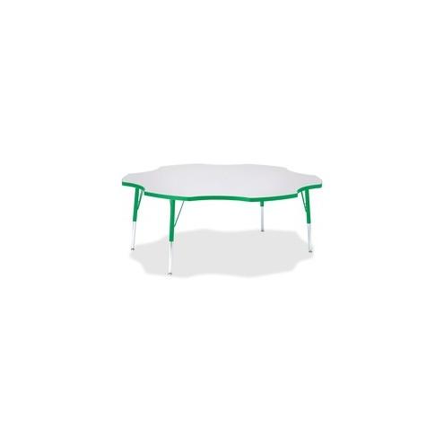 Berries Elementary Height Prism Six-Leaf Table - Green, Laminated Top - Four Leg Base - 4 Legs - 1.13" Table Top Thickness x 60" Table Top Diameter - 24" Height - Assembly Required - Powder Coated