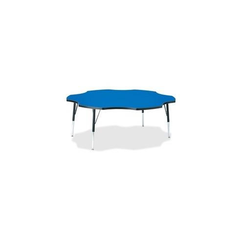 Berries Elementary Black Edge Six-leaf Table - Blue, Laminated Top - Four Leg Base - 4 Legs - 1.13" Table Top Thickness x 60" Table Top Diameter - 24" Height - Assembly Required - Powder Coated