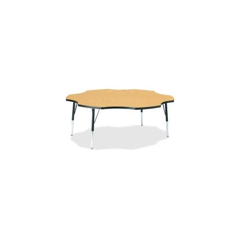 Berries Elementary Black Edge Six-leaf Table - Black Oak, Laminated Top - Four Leg Base - 4 Legs - 1.13" Table Top Thickness x 60" Table Top Diameter - 24" Height - Assembly Required - Powder Coated