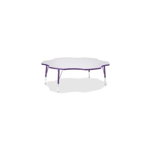 Berries Prism Six-Leaf Student Table - Laminated, Purple Top - Four Leg Base - 4 Legs - 1.13" Table Top Thickness x 60" Table Top Diameter - 15" Height - Assembly Required - Powder Coated