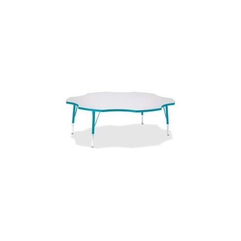 Berries Prism Six-Leaf Student Table - Laminated, Teal Top - Four Leg Base - 4 Legs - 1.13" Table Top Thickness x 60" Table Top Diameter - 15" Height - Assembly Required - Powder Coated