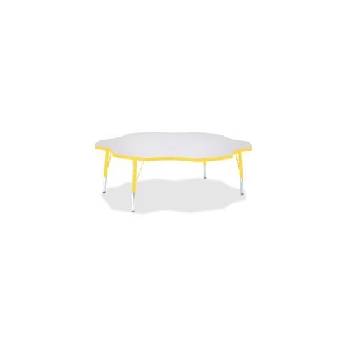 Berries Prism Six-Leaf Student Table - Laminated, Yellow Top - Four Leg Base - 4 Legs - 1.13" Table Top Thickness x 60" Table Top Diameter - 15" Height - Assembly Required - Powder Coated