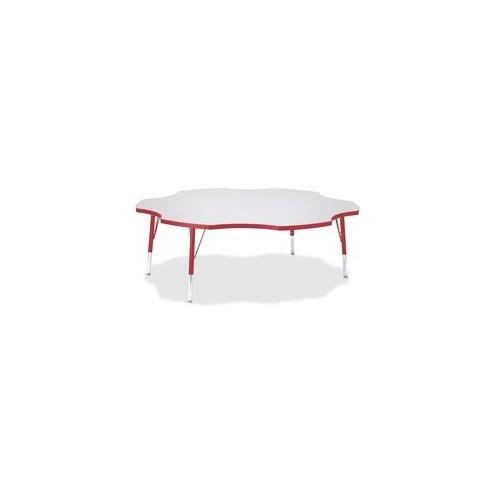 Berries Prism Six-Leaf Student Table - Laminated, Red Top - Four Leg Base - 4 Legs - 1.13" Table Top Thickness x 60" Table Top Diameter - 15" Height - Assembly Required - Powder Coated