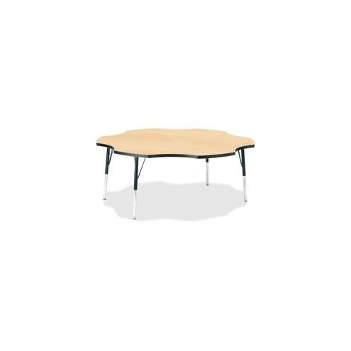 Berries Toddler Black Edge Six-leaf Table - Laminated, Maple Top - Four Leg Base - 4 Legs - 1.13" Table Top Thickness x 60" Table Top Diameter - 15" Height - Assembly Required - Powder Coated - Steel