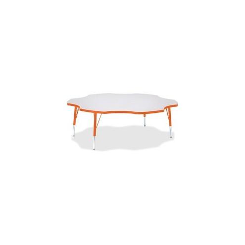 Berries Prism Six-Leaf Student Table - Laminated, Orange Top - Four Leg Base - 4 Legs - 1.13" Table Top Thickness x 60" Table Top Diameter - 15" Height - Assembly Required - Powder Coated - Steel