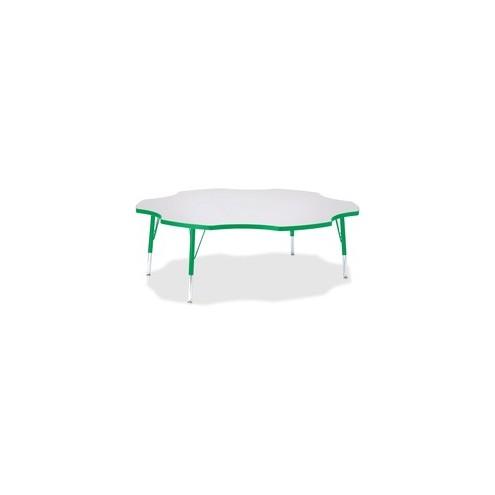 Berries Prism Six-Leaf Student Table - Green, Laminated Top - Four Leg Base - 4 Legs - 1.13" Table Top Thickness x 60" Table Top Diameter - 15" Height - Assembly Required - Powder Coated