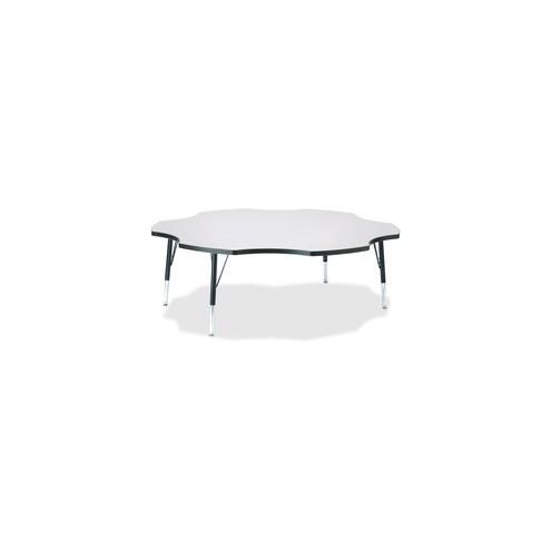 Berries Prism Six-Leaf Student Table - Black, Laminated Top - Four Leg Base - 4 Legs - 1.13" Table Top Thickness x 60" Table Top Diameter - 15" Height - Assembly Required - Powder Coated