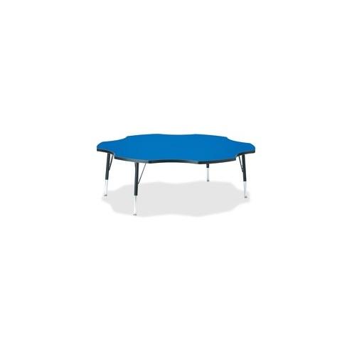 Berries Toddler Black Edge Six-leaf Table - Blue, Laminated Top - Four Leg Base - 4 Legs - 1.13" Table Top Thickness x 60" Table Top Diameter - 15" Height - Assembly Required - Powder Coated