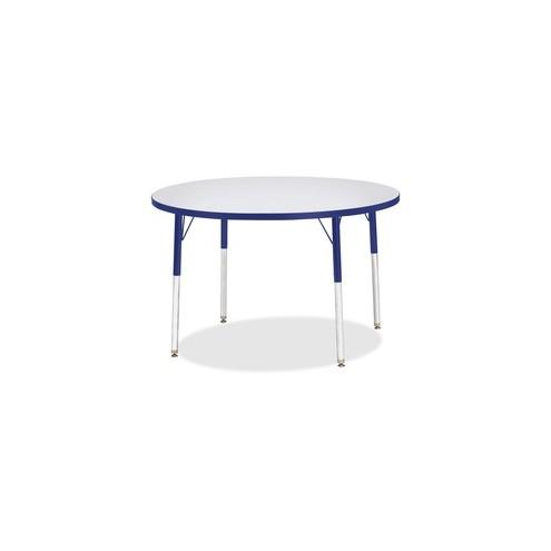 Berries Adult Height Color Edge Round Table - Gray Round, Laminated Top - Four Leg Base - 4 Legs - 1.13" Table Top Thickness x 42" Table Top Diameter - 31" Height - Assembly Required - Powder Coated