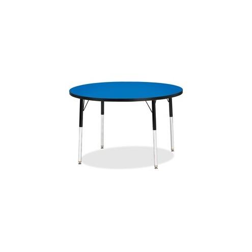 Berries Adult Height Color Top Round Table - Blue Round, Laminated Top - Four Leg Base - 4 Legs - 1.13" Table Top Thickness x 42" Table Top Diameter - 31" Height - Assembly Required - Powder Coated