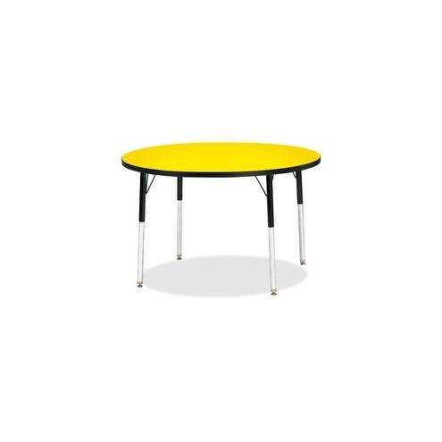 Berries Adult Height Color Top Round Table - Laminated Round, Yellow Top - Four Leg Base - 4 Legs - 1.13" Table Top Thickness x 42" Table Top Diameter - 31" Height - Assembly Required - Powder Coated