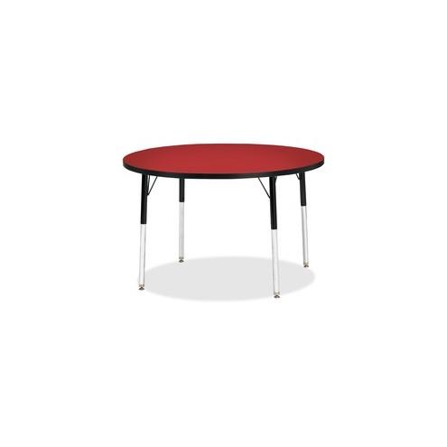 Berries Adult Height Color Top Round Table - Laminated Round, Red Top - Four Leg Base - 4 Legs - 1.13" Table Top Thickness x 42" Table Top Diameter - 31" Height - Assembly Required - Powder Coated
