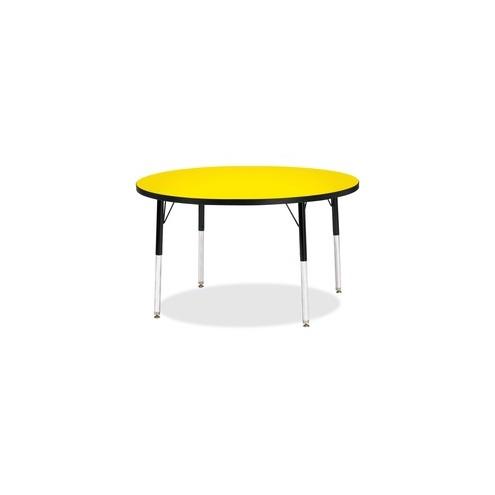 Berries Elementary Height Color Top Round Table - Black Round, Laminated Top - Four Leg Base - 4 Legs - 1.13" Table Top Thickness x 42" Table Top Diameter - Assembly Required - Powder Coated