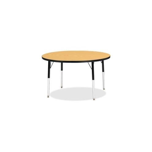 Berries Elementary Height Color Top Round Table - Laminated Round, Oak Top - Four Leg Base - 4 Legs - 1.13" Table Top Thickness x 42" Table Top Diameter - Assembly Required - Powder Coated