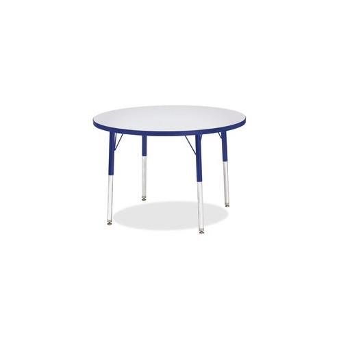 Berries Adult Height Color Edge Round Table - Blue Round, Laminated Top - Four Leg Base - 4 Legs - 1.13" Table Top Thickness x 36" Table Top Diameter - 31" Height - Assembly Required - Powder Coated