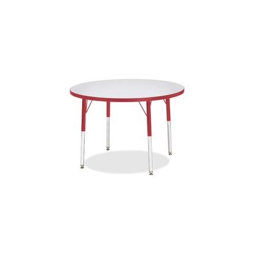 Berries Adult Height Color Edge Round Table - Laminated Round, Red Top - Four Leg Base - 4 Legs - 1.13" Table Top Thickness x 36" Table Top Diameter - 31" Height - Assembly Required - Powder Coated