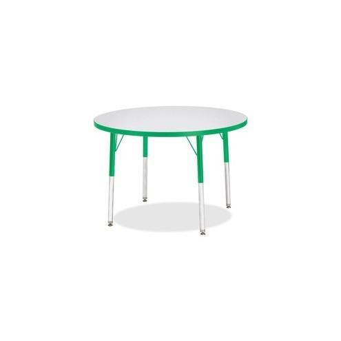 Berries Adult Height Color Edge Round Table - Green Round, Laminated Top - Four Leg Base - 4 Legs - 1.13" Table Top Thickness x 36" Table Top Diameter - 31" Height - Assembly Required - Powder Coated
