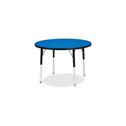 Berries Adult Height Color Top Round Table - Blue Round, Laminated Top - Four Leg Base - 4 Legs - 1.13" Table Top Thickness x 36" Table Top Diameter - 31" Height - Assembly Required - Powder Coated