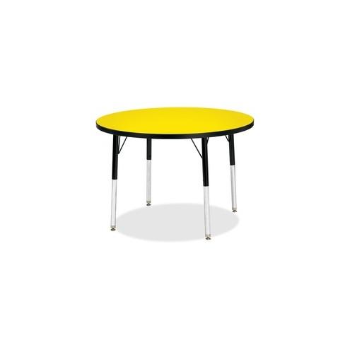Berries Adult Height Color Top Round Table - Laminated Round, Yellow Top - Four Leg Base - 4 Legs - 1.13" Table Top Thickness x 36" Table Top Diameter - 31" Height - Assembly Required - Powder Coated