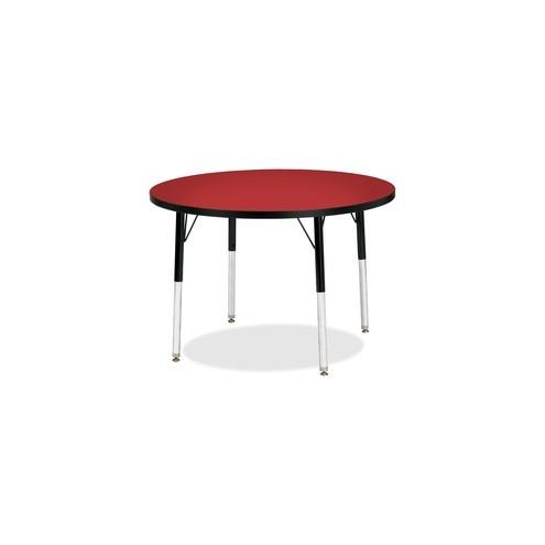 Berries Adult Height Color Top Round Table - Laminated Round, Red Top - Four Leg Base - 4 Legs - 1.13" Table Top Thickness x 36" Table Top Diameter - 31" Height - Assembly Required - Powder Coated