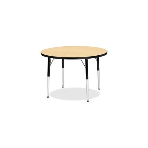 Berries Elementary Height Color Top Round Table - Laminated Round, Maple Top - Four Leg Base - 4 Legs - 1.13" Table Top Thickness x 36" Table Top Diameter - Assembly Required - Powder Coated - Steel