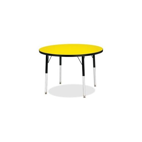Berries Elementary Height Color Top Round Table - Black Round, Laminated Top - Four Leg Base - 4 Legs - 1.13" Table Top Thickness x 36" Table Top Diameter - Assembly Required - Powder Coated