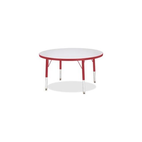 Berries Toddler Height Color Edge Round Table - Laminated Round, Red Top - Four Leg Base - 4 Legs - 1.13" Table Top Thickness x 36" Table Top Diameter - 15" Height - Assembly Required - Powder Coated