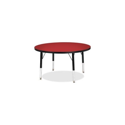 Berries Toddler Height Color Top Round Table - Laminated Round, Red Top - Four Leg Base - 4 Legs - 1.13" Table Top Thickness x 36" Table Top Diameter - 15" Height - Assembly Required - Powder Coated
