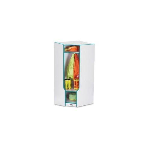 Rainbow Accents 3-double Hooks Step Corner Coat Locker - 50.5" Height x 24" Width x 17.5" Depth - Teal - 1Each