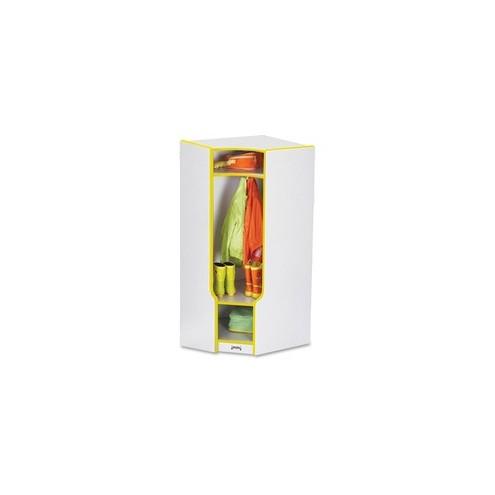 Rainbow Accents 3-double Hooks Step Corner Coat Locker - 50.5" Height x 24" Width x 17.5" Depth - Yellow - 1Each