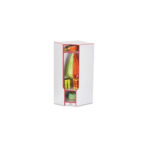 Rainbow Accents 3-double Hooks Step Corner Coat Locker - 50.5" Height x 24" Width x 17.5" Depth - Red - 1Each