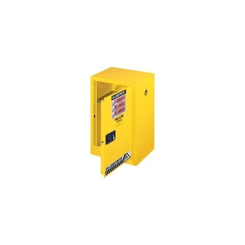 Justrite Flammable Liquid Cabinet - 18" x 23.3" x 35" - 1 x Shelf(ves) - 1 x Front Open Door(s) - Yellow