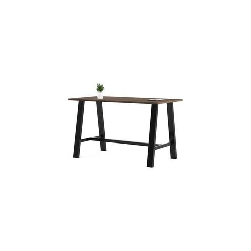 KFI HPL Laminate Top Bar-height Table - Teak Rectangle Top - Cross Beam Base - 84" Table Top Length x 36" Table Top Width - 41" Height - Assembly Required