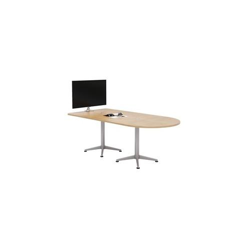 KFI Powered Horseshoe Table - High Pressure Laminate (HPL) Rectangle, Natural Top - Column Leg Base - 84" Table Top Length x 42" Table Top Width - Assembly Required