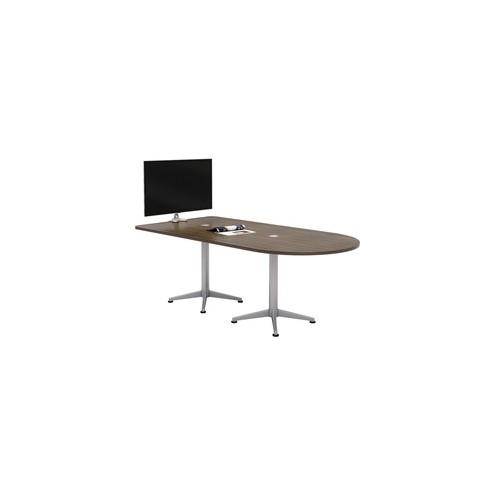 KFI Powered Horseshoe Table - High Pressure Laminate (HPL) Rectangle, Teak Top - Column Leg Base - 84" Table Top Length x 42" Table Top Width - Assembly Required