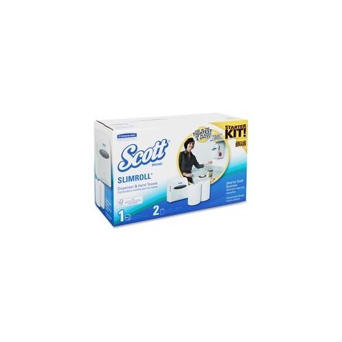 Scott Slimroll White Towel Starter Set - Hardwound Roll - 1 x Roll - Plastic - White - Durable